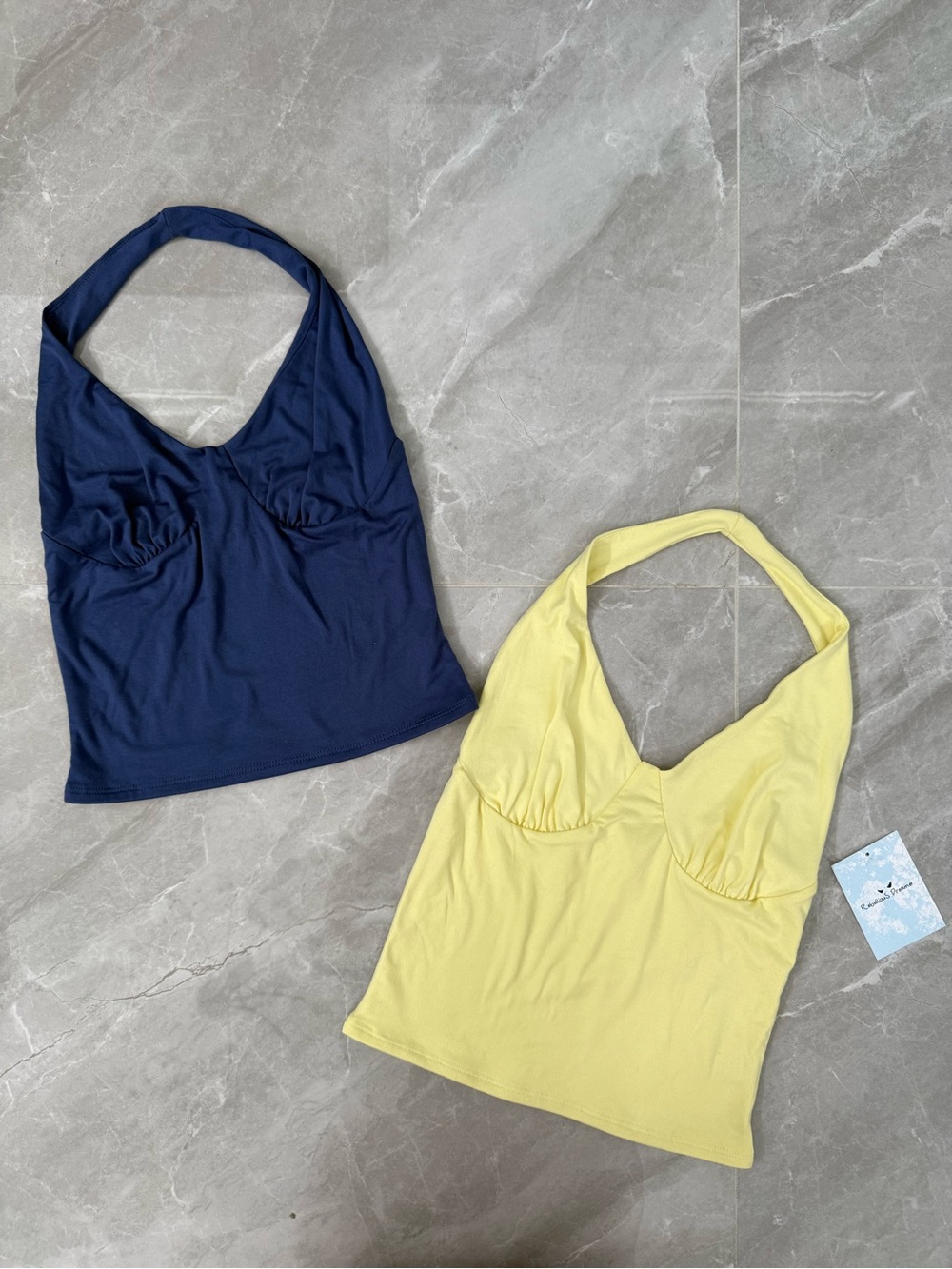 Women’s Rebellious Dreamer Halter Top Bundle Ruched Bust V-Neck Basic Medium